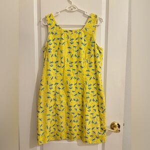 RARE Vintage Y2K Lilly Pulitzer Dragonfly Sleeveless Yellow Blue Shift Dress 10